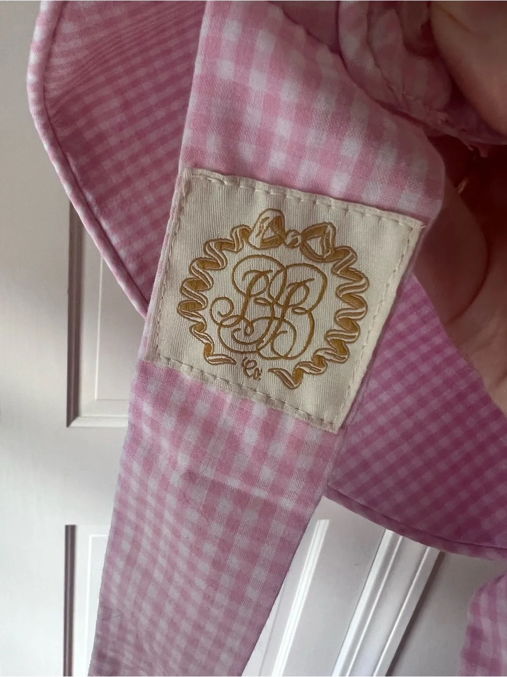 Bella Bean Pink Gingham Kids Sun Bonnet